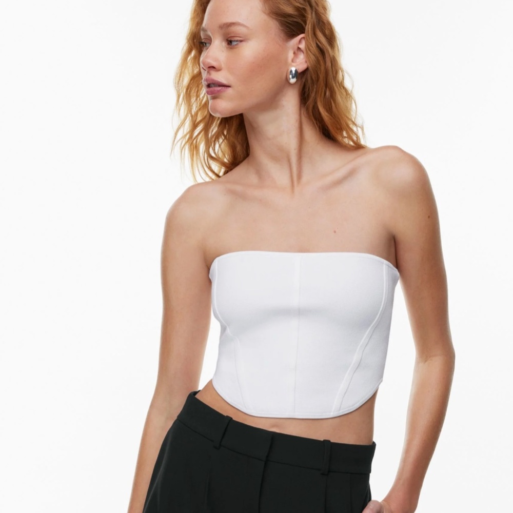 Aritzia Babaton Sculpt Knit Bustier Tube Top in White